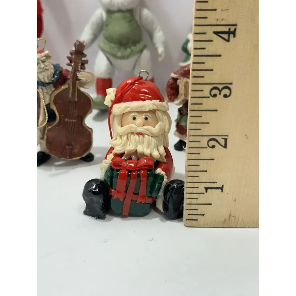 Vintage lot 6 Tree ornaments Christmas Santa Claus Couple Resin Ceramic 70’s80’s